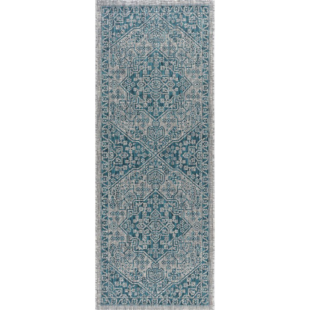 Tayse Rugs Veranda Aqua 3 Ft X 7 Indoor Outdoor Runner Rug Tayse Rugs Veranda Aqua 3 Ft X 7 Indoor Outdoor Runner Rug