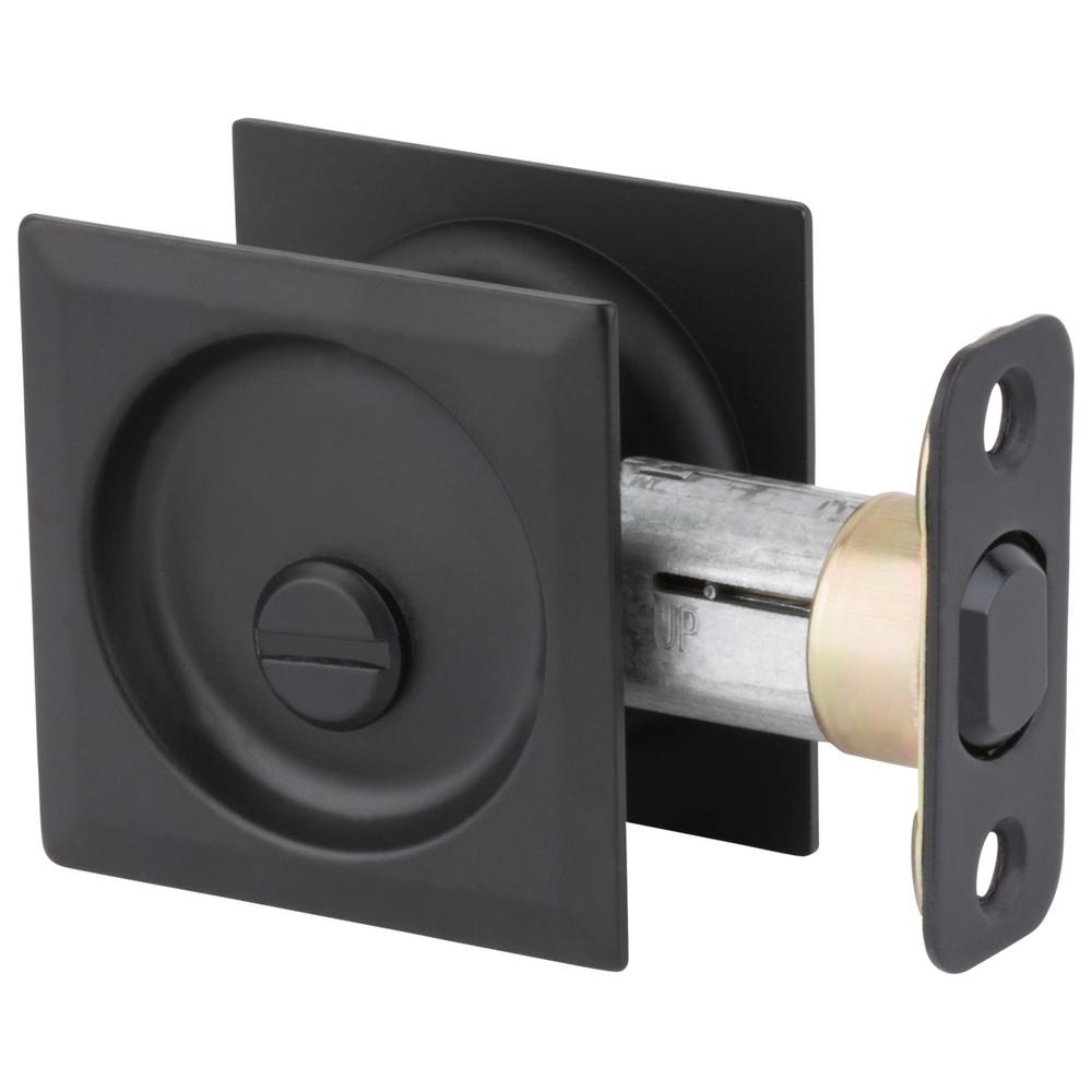 Kwikset Matte Black Square Bed/Bath Pocket Door Lock335514SQTPCKTDR The Home Depot