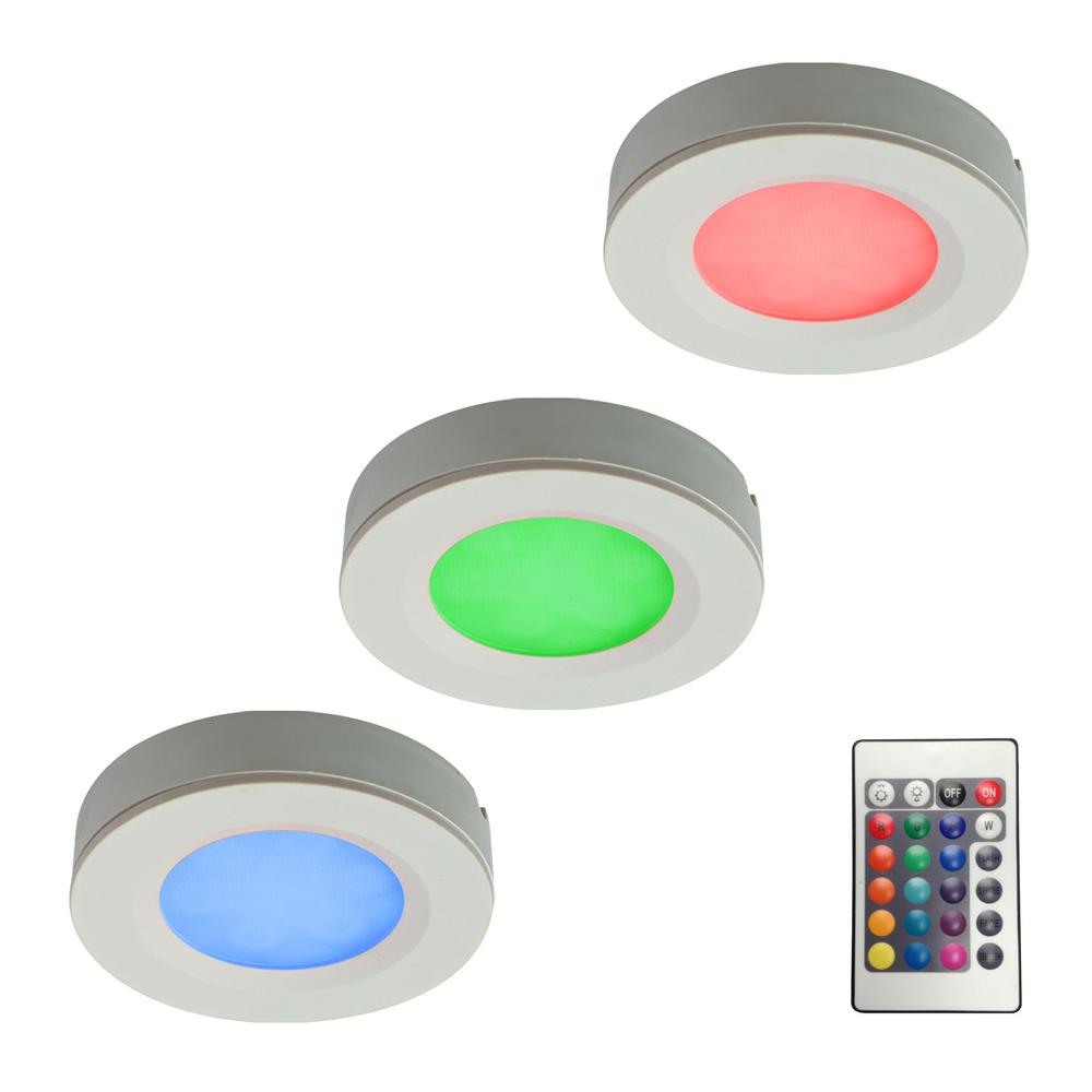 In Bracket Puck Lights Under Cabinet The Home Depot Rgb Led Pucks Light
