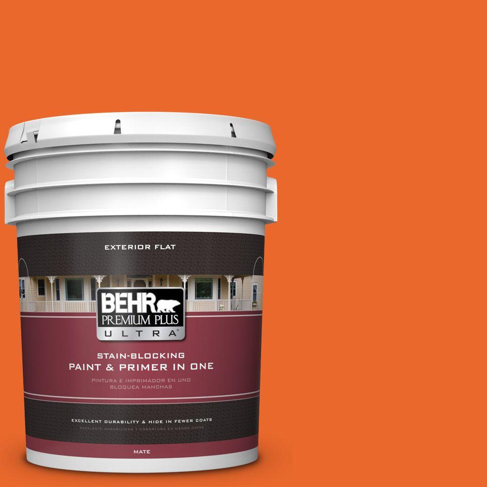 BEHR Premium Plus 5gal. HDCMD27 Tart Orange Flat Exterior Paint