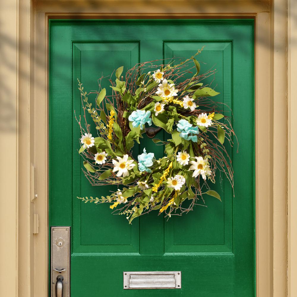 Nearly Natural 26 in. African Sunflower Wreath4936 The Home Depot