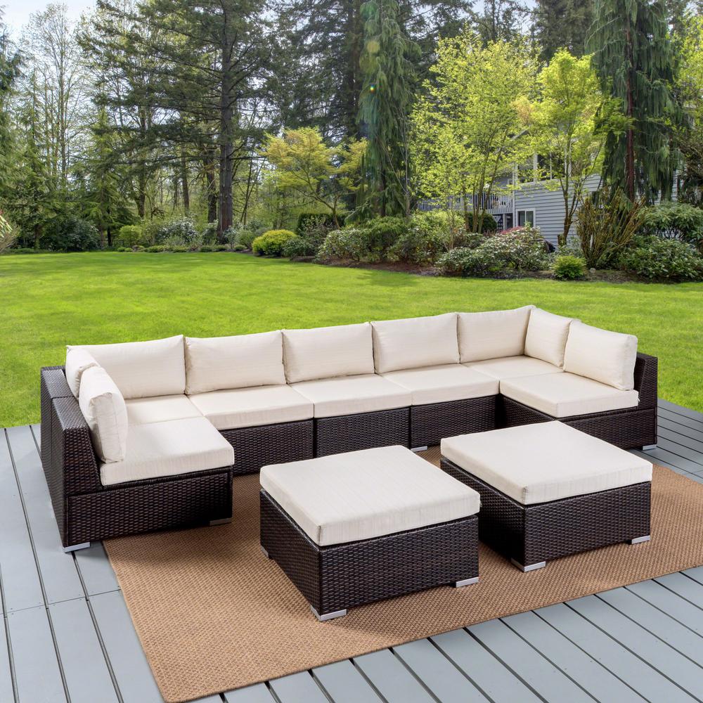 Noble House Nolan Multibrown 9 Piece Wicker Outdoor Sectional Set With Beige Cushions 42359 The Home Depot - Resin Wicker Outdoor Patio Furniture Set 9 Piece Noble House Nolan Multibrown 9 Piece Wicker Outdoor Sectional Set With Beige Cushions 42359 The Home Depot - Resin Wicker Outdoor Patio Furniture Set 9 Piece