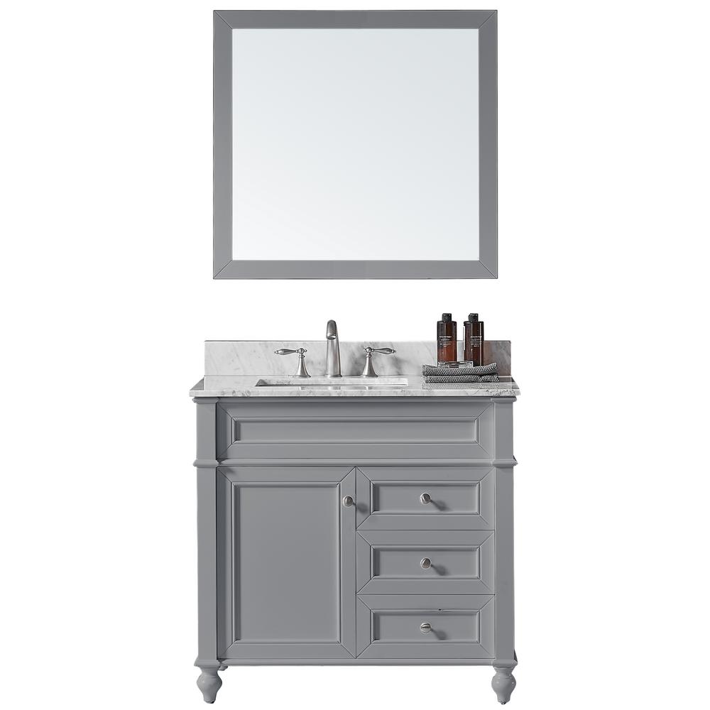 Roswell Es 36 In W X 22 D Bath Vanity Grey With Scrolled Edges And An Antiqued Finish Bring Just The Right Touch Of Glam To A Powder Room Or Hang Two In Larger Bath For Ultimate Drama Frame Is