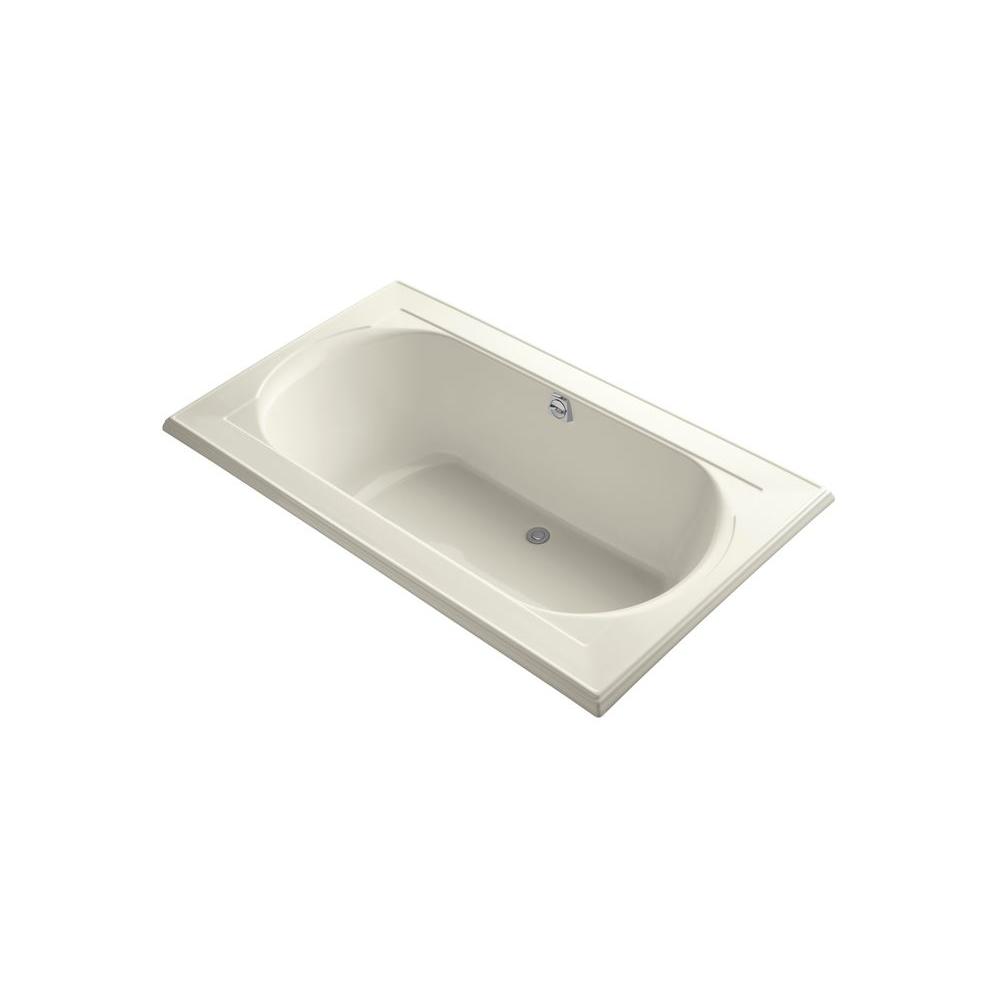 KOHLER Memoirs 6 ft. Center Drain Bathtub in BiscuitK1418VBW96