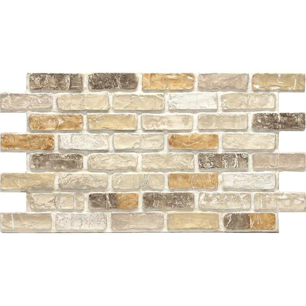 Urestone Pacific Creme 24 In. X 46-3/8 In. X 3/4 In. Faux Used Brick ...