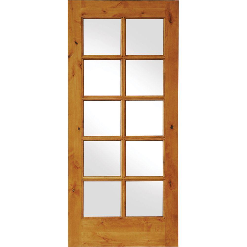 Krosswood Doors 36 In X 80 In Knotty Alder 10 Lite Low E Insulated Glass Solid Right Hand Wood Single Prehung Interior Door