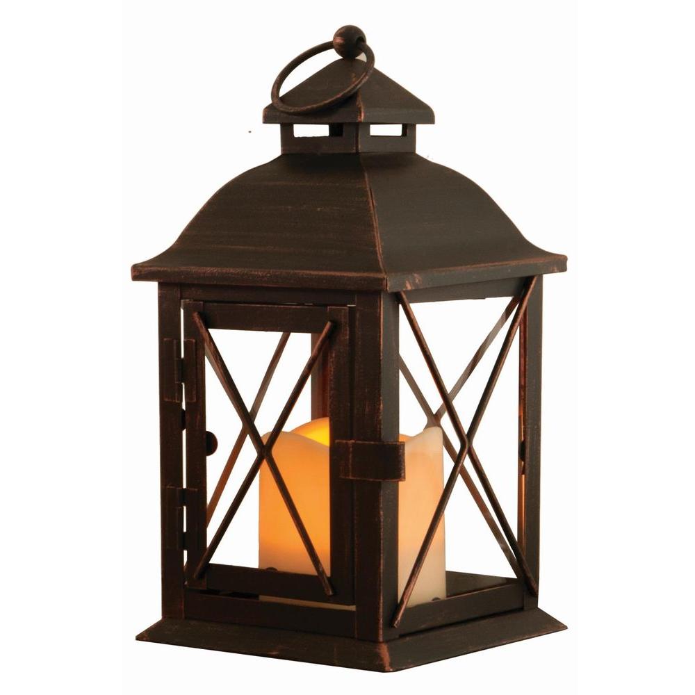 Battery Timer Outdoor Specialty Lighting Antique Brown Led Lantern With Timer Candle