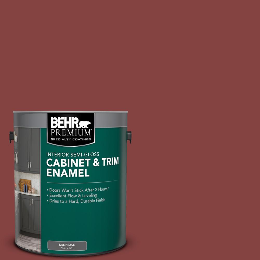 BEHR Premium 1 gal. #S130-7 Cherry Cola Semi-Gloss Enamel Interior ...