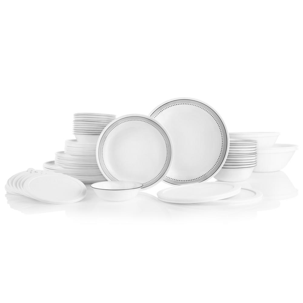 Corelle Classic 78-Piece Mystic Gray Glass Dinnerware Set