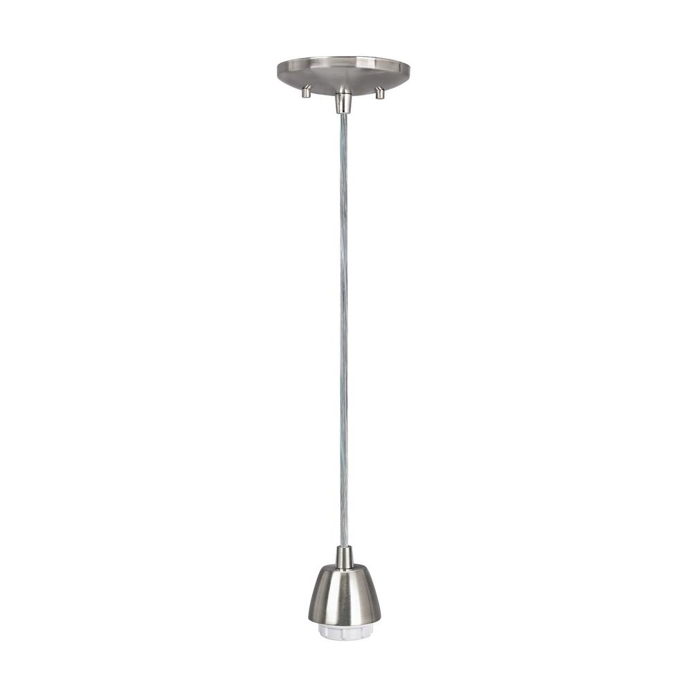 Aspen Creative Corporation 1 Light Satin Nickel Hanging Socket Mini Pendant Kit With 4 Ft Of Svt Cord 21037 11 The Home Depot - Pendant Hanging Kit