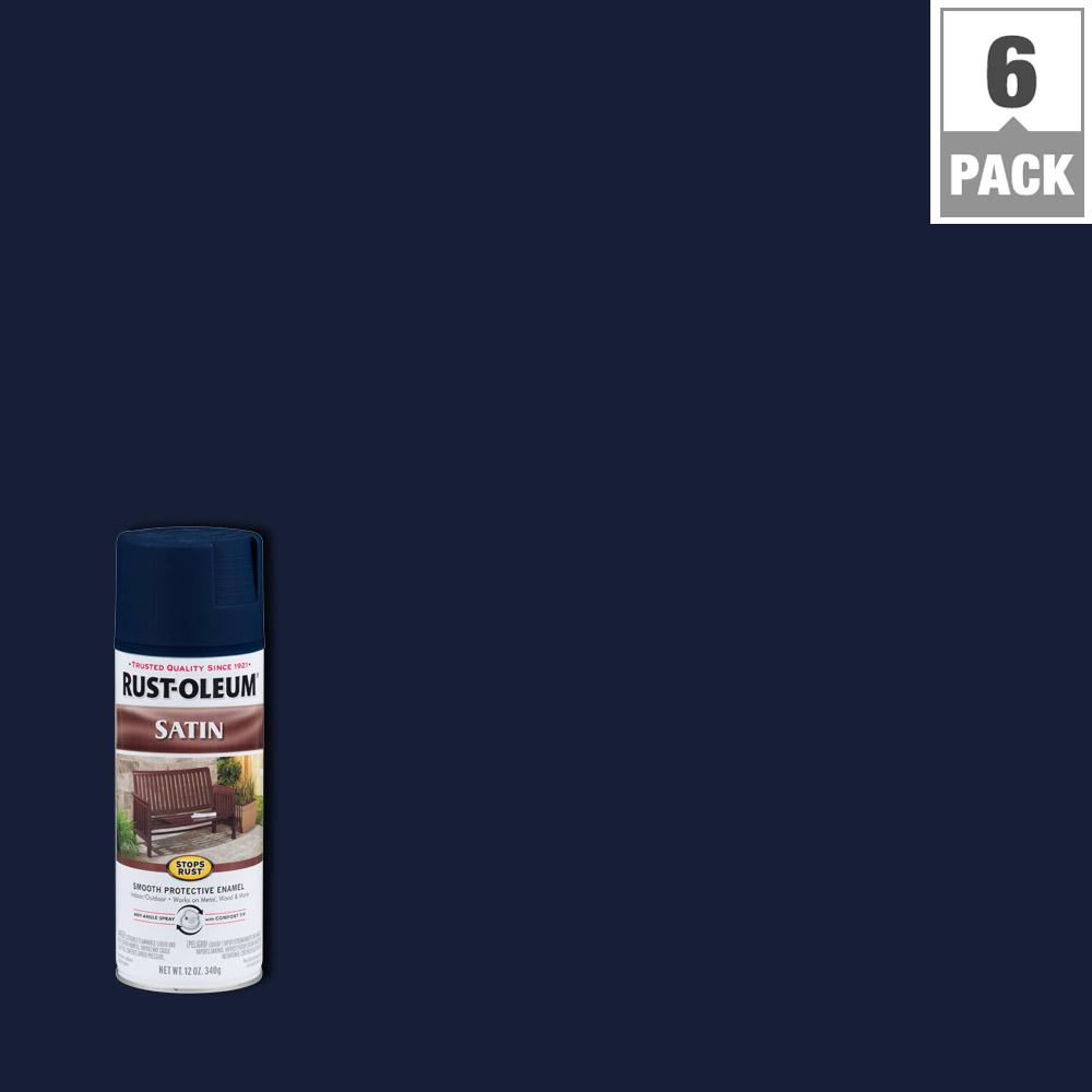 Rust-Oleum Stops Rust 12 oz. Protective Enamel Satin Classic Navy Spray ...