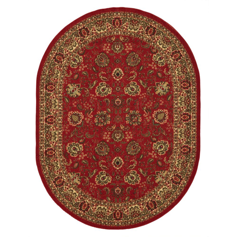 Ottomanson Ottohome Collection Traditional Floral Design Dark Red 5 ft
