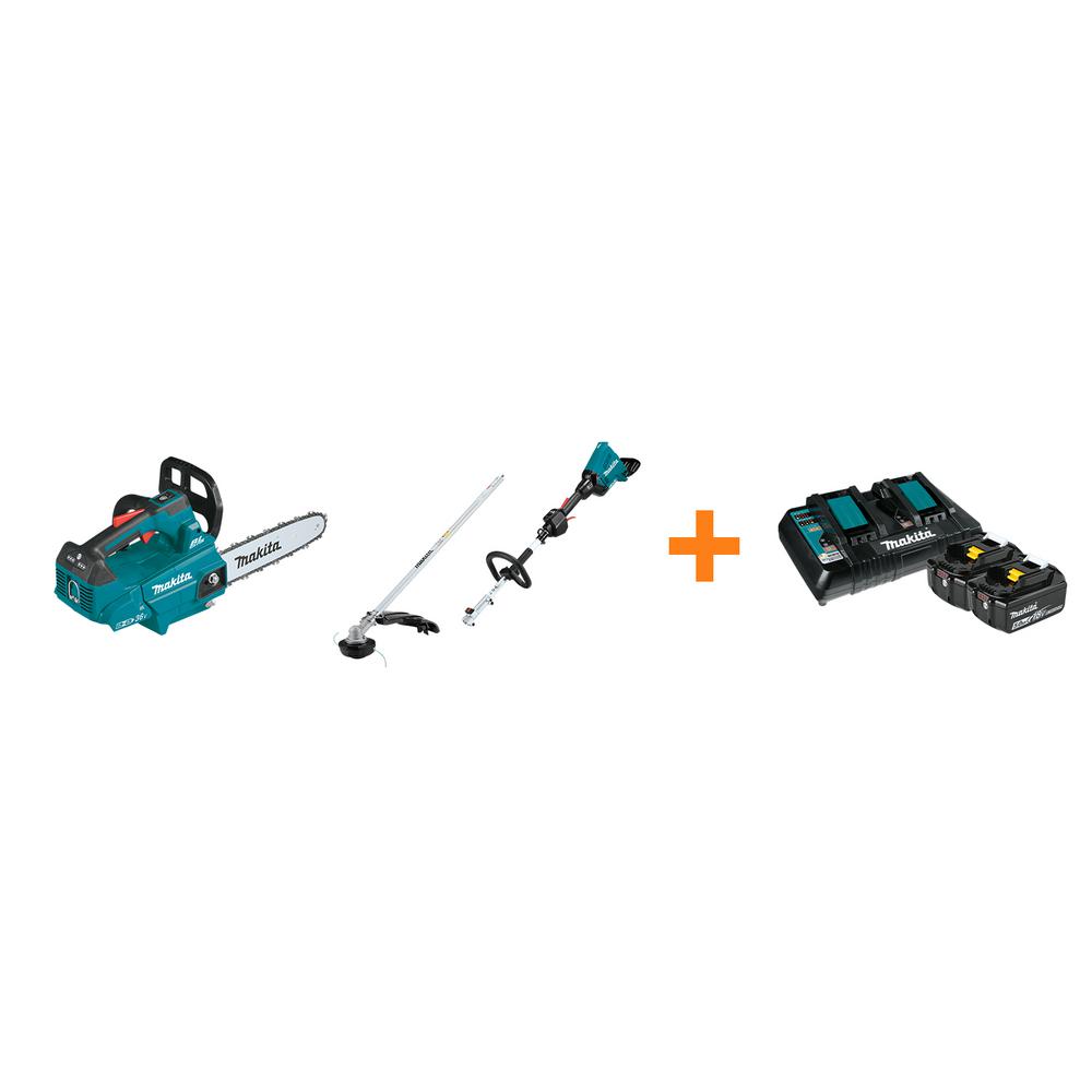 Makita 18V X2 LXT Brushless Electric 14 in. Chain Saw and 18V X2 LXT Couple Shaft Power Head with bonus 18V LXT Starter Pack was $927.0 now $648.0 (30.0% off)