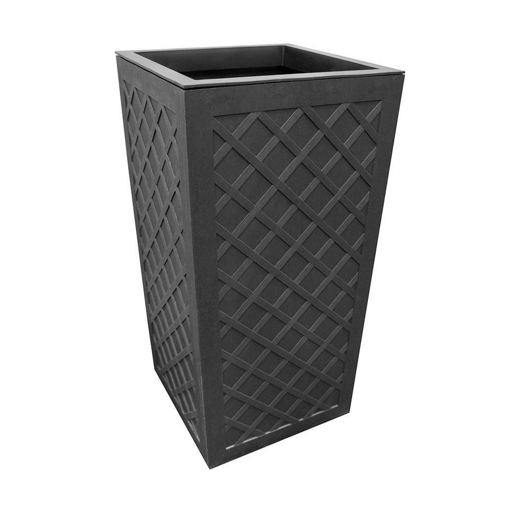 Tierra Verde Vitality 13.5 in. W x 26.5 in. **one corner is pushed in see pictures ***H Square Slate Rubber Self-Watering Planter, Slate Lattice