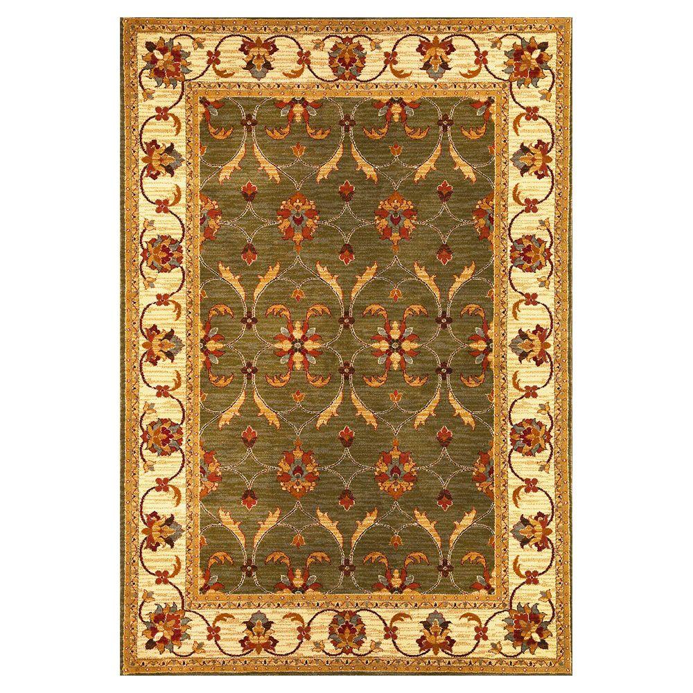 Kas Rugs State of Honor Green/Ivory 7 ft. 10 in. x 9 ft. 10 in. Area ...