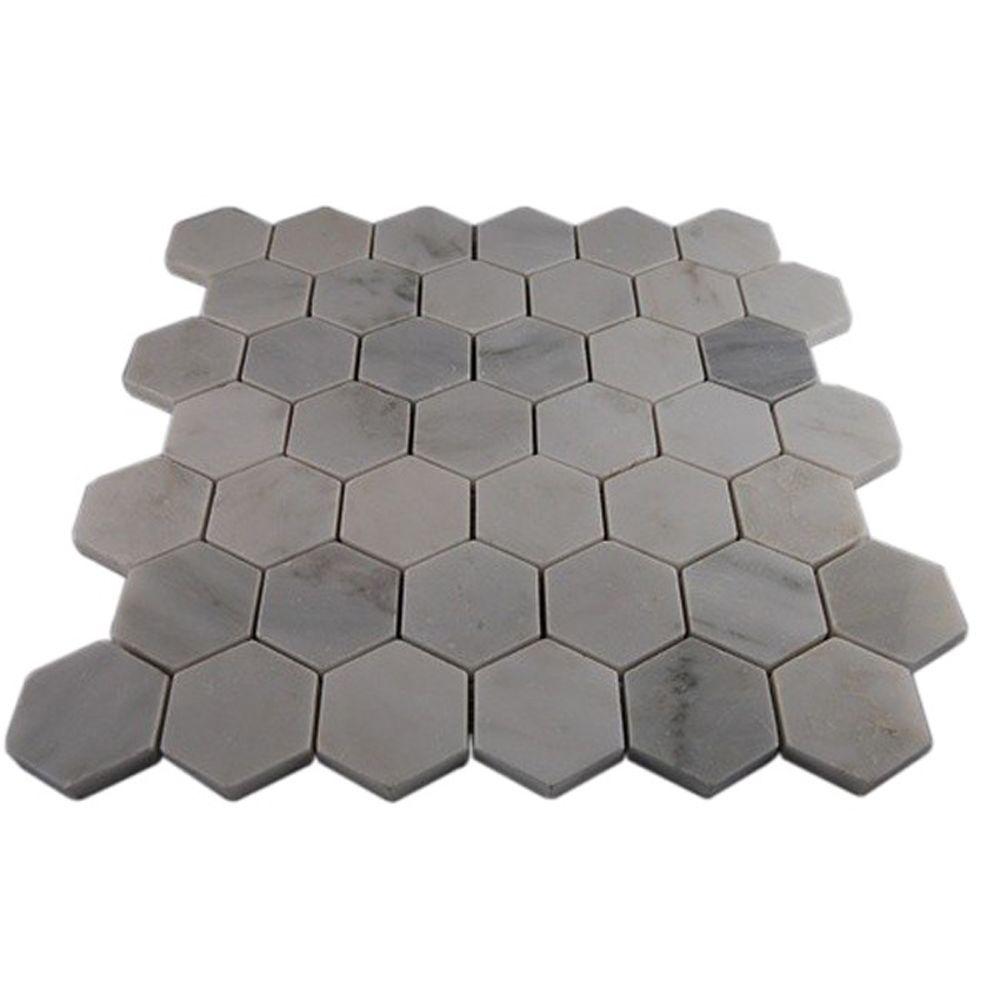 Hexagon Natural Stone Tile The Home Depot Oriental Hexagon 12 In X 8 Mm Marble Floor And Wall