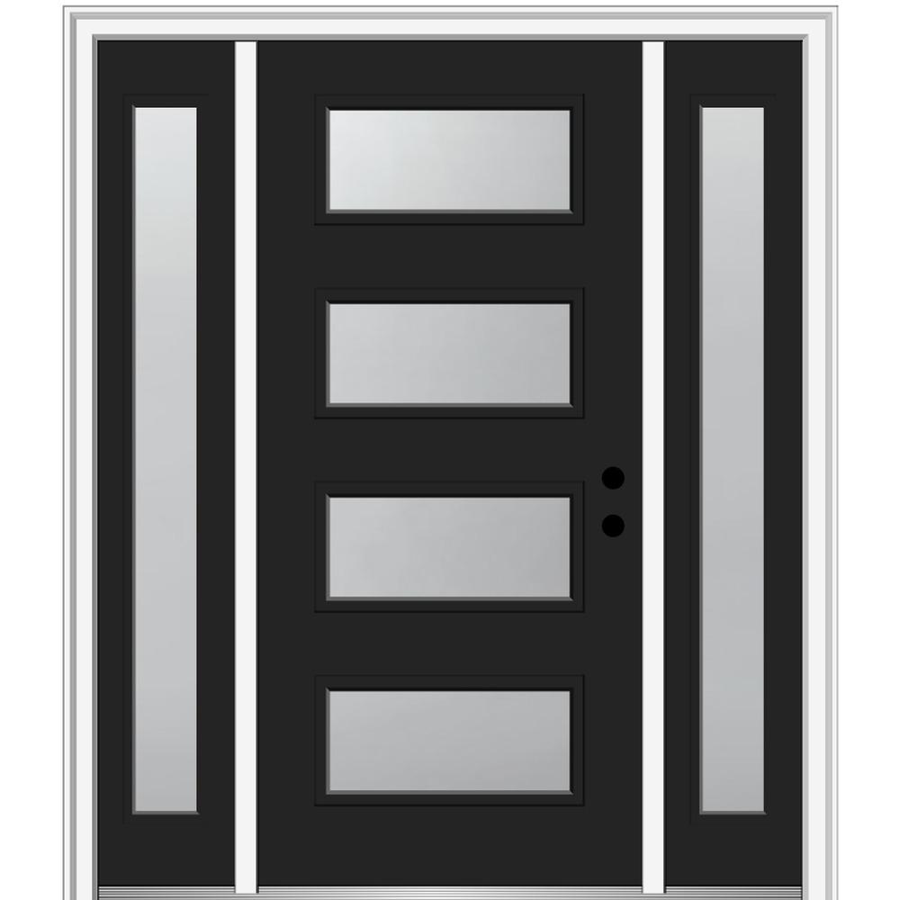 Mmi Door 68 5 In X 81 75 In Celeste Left Hand Inswing 4 Lite Frosted Modern Painted Steel Prehung Front Door With Sidelites Z0355027l The Home Depot