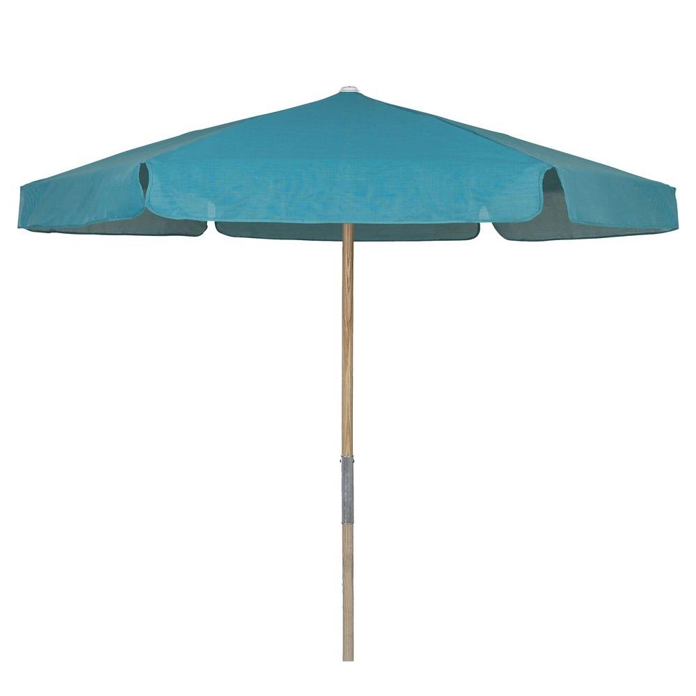 7 5 Ft Wood Beach Patio Umbrella With Teal Vinyl Coated Weave 7bpu Wood Beach Patio Umbrella With Teal Vinyl Coated Weave