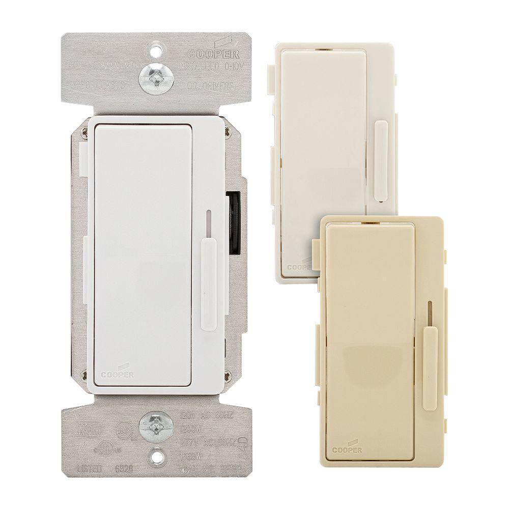 Eaton Devine 1200Watt Dimmable LED/FLR Dimmer with Presets Color Change Kit, Light Almond/White