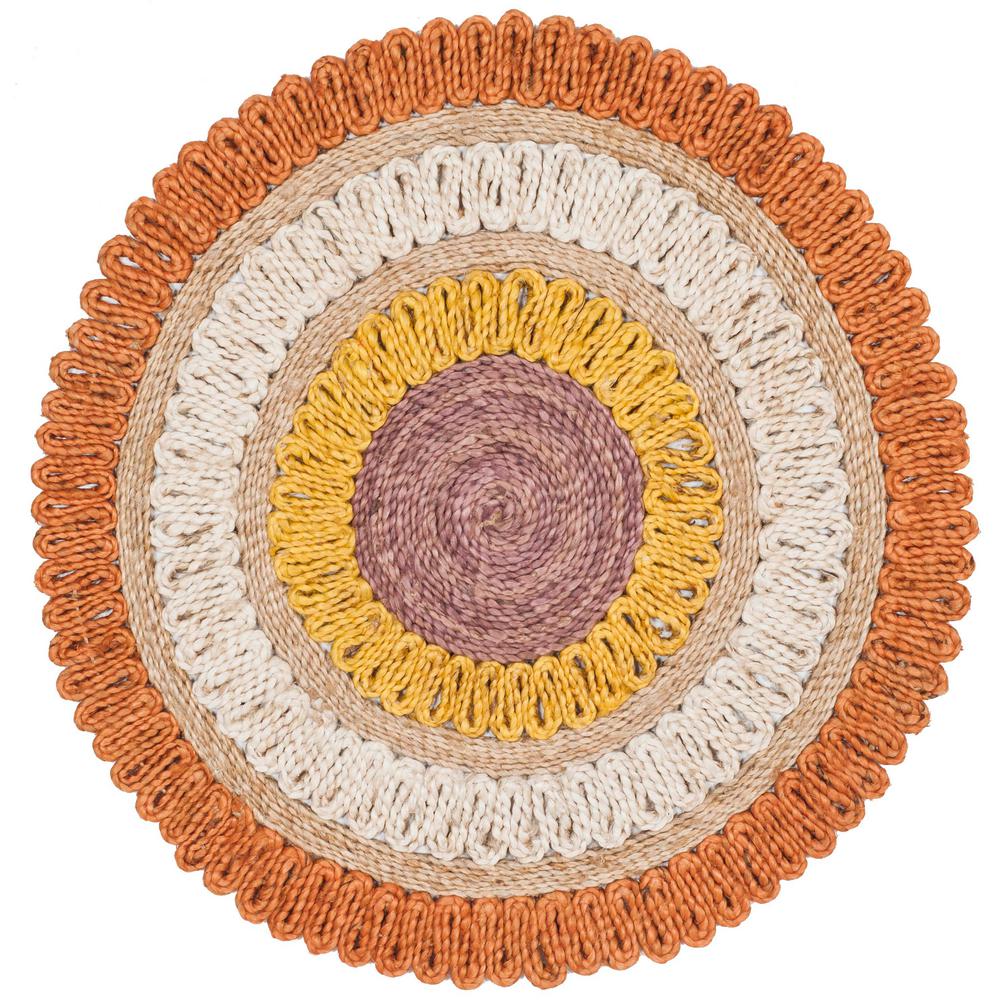 Safavieh Natural Fiber Orange/Multi 7 ft. x 7 ft. Round Area RugNF201E