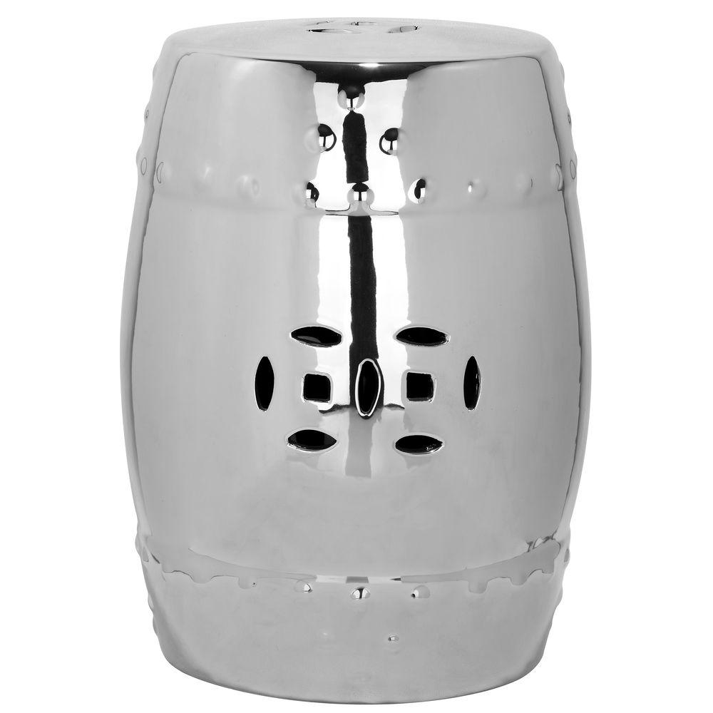 Safavieh Modern Ming Silver Ceramic Patio Stool Acs4516e The Home Safavieh Modern Ming Silver Ceramic Patio Stool