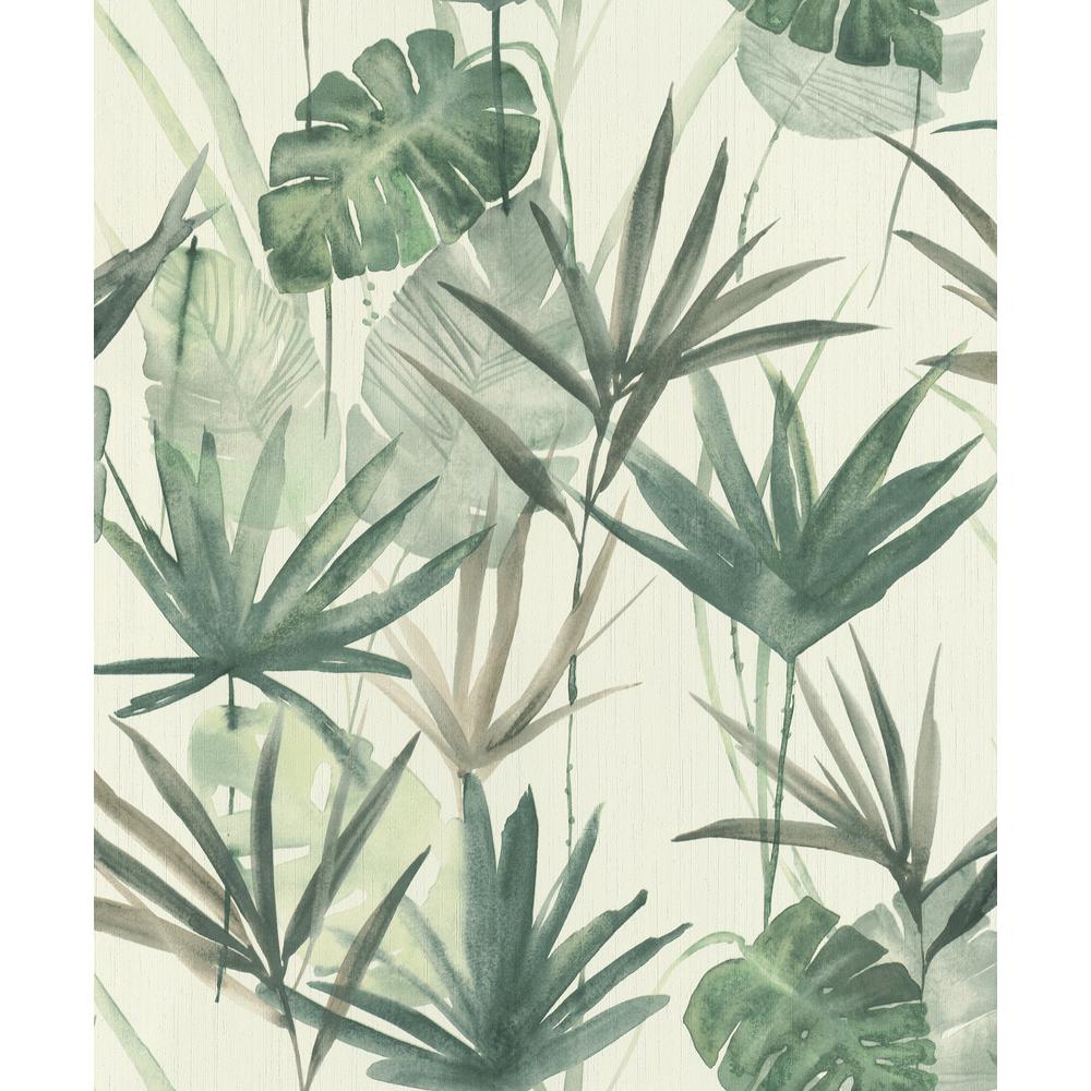 rasch Nameri Dark Green Tropical Frond Wallpaper-RH536409 - The Home Depot