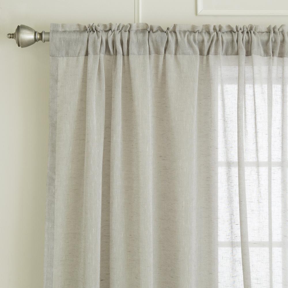 Gray Strips Pattern Curtains Ruffled Rod Pocket For Kitchen Window