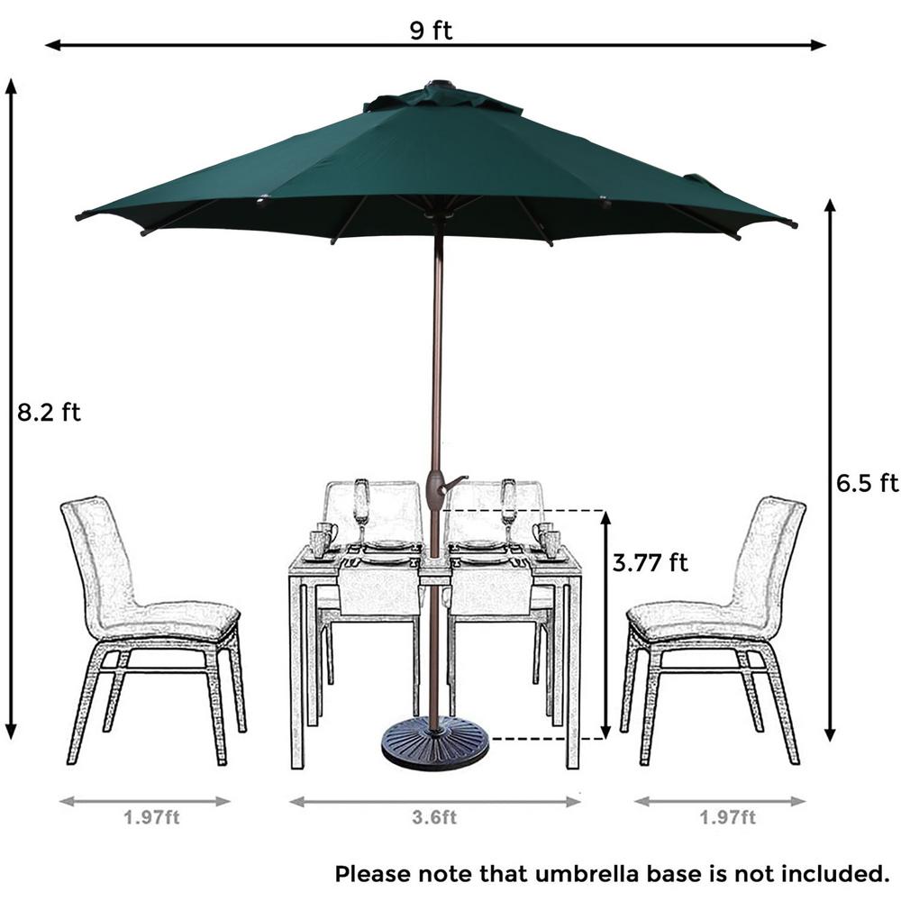 Abba Patio 9 Ft Outdoor Market Patio Umbrella With Push Button Tilt And Crank Dark Green Ap9388ctg N The Home Depot