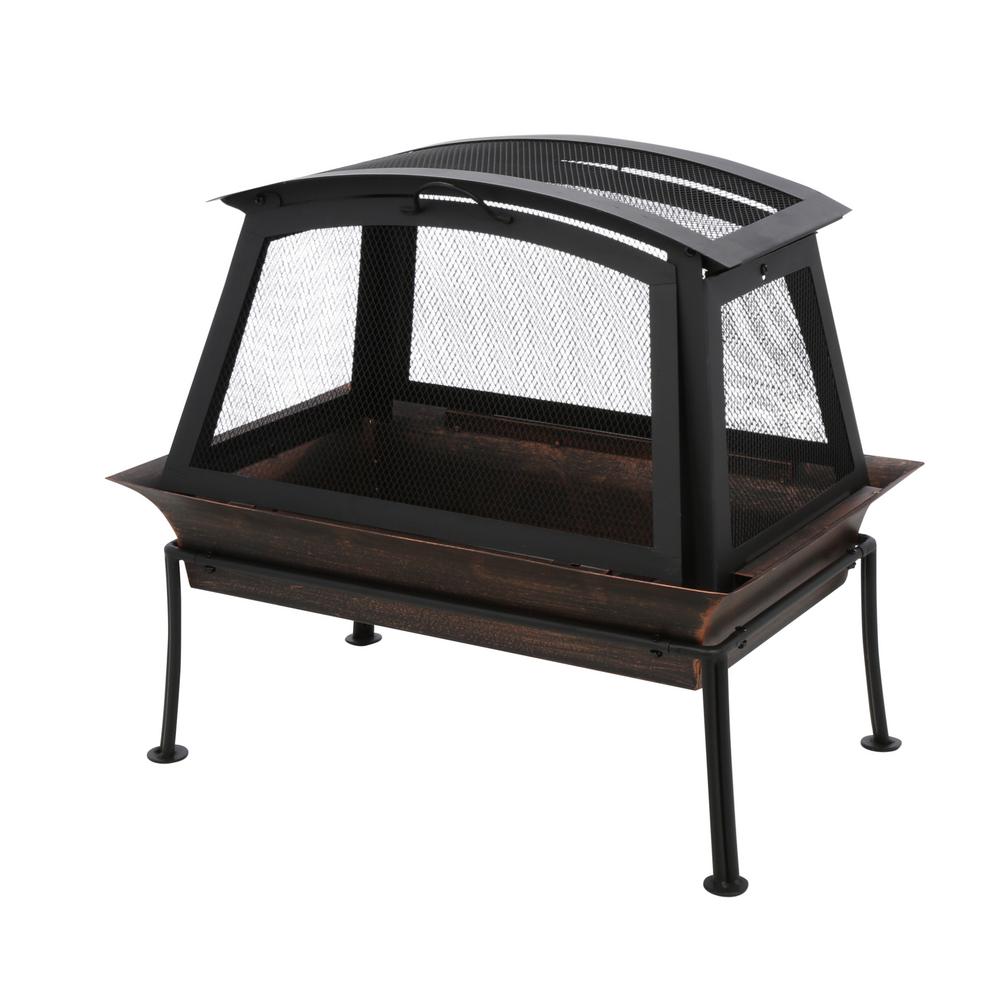 20 in. Clay Fire Pit with Iron Stand (Scroll)-FP - SCROLL ...