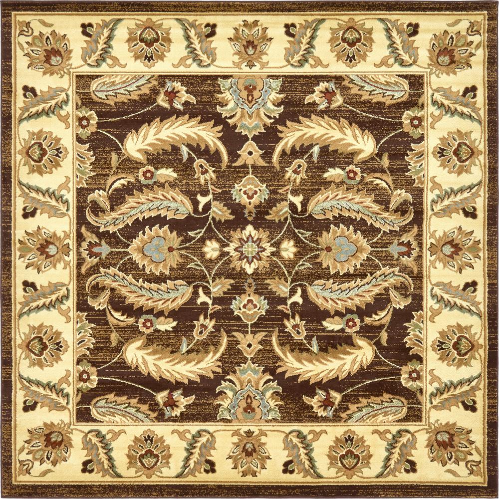 Unique Loom Kensington Beige 8 Ft X Square Rug 3132657 Agra Brown 8 Ft X Square Rug