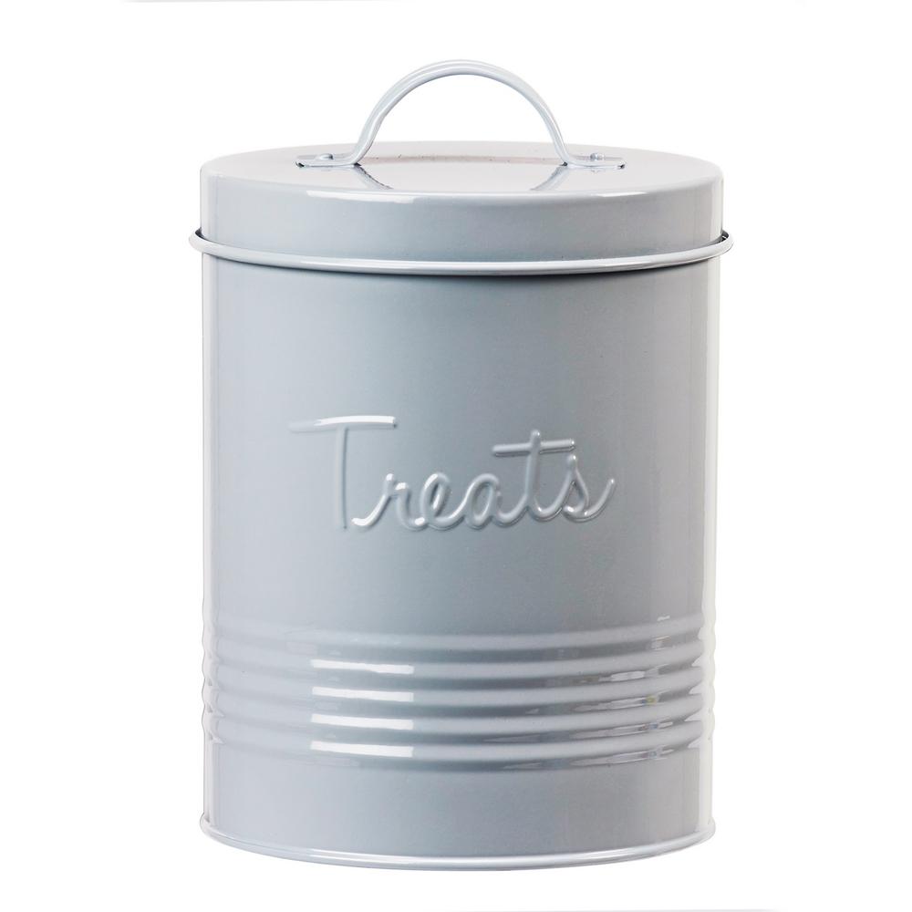 Amici Home Retro Treats 72 Oz Metal Grey Pet Treats Canister