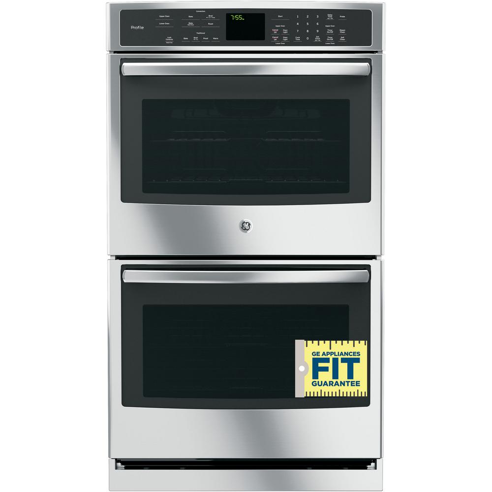 GE Profile 30 in. Double Electric Wall Oven with Convection (Upper Oven) SelfCleaning in