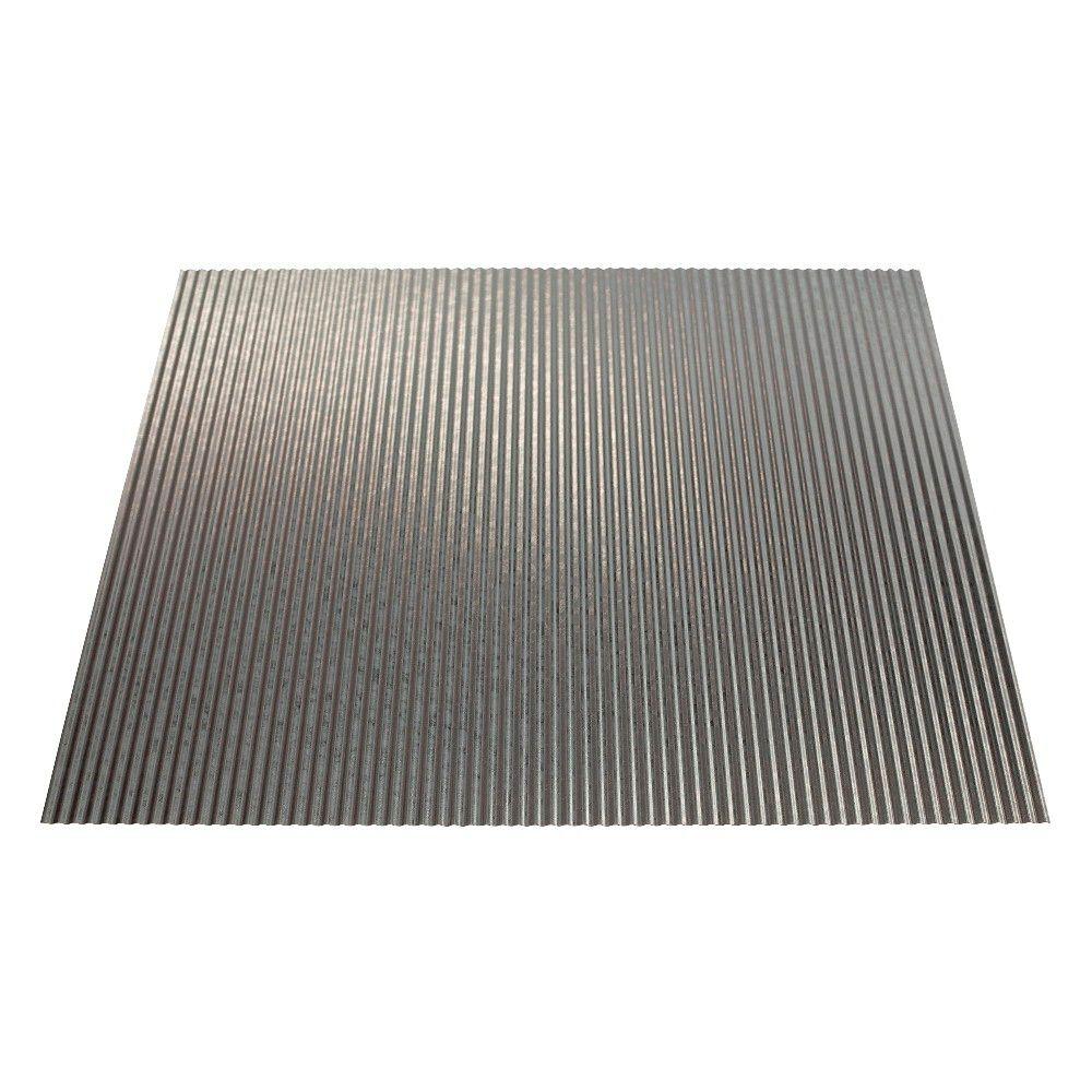 Fasade Rib 2 Ft X 2 Ft Vinyl Lay In Ceiling Tile In Galvanized