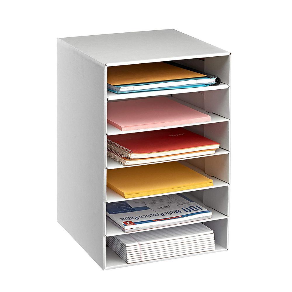 Adiroffice 6 Tier White Corrugated Cardboard Desk File