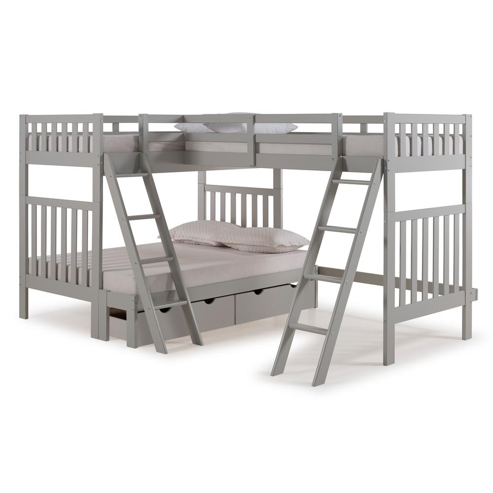 Alaterre Furniture Aurora Dove Gray Twin Over Full Bunk Bed With Tri Aurora Dove Gray Twin Over Full Bunk Bed With Tri Extension And Storage Drawers