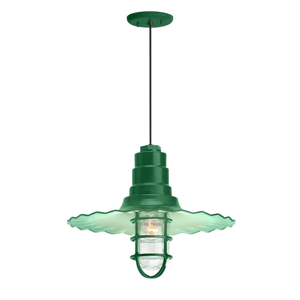 Troy Rlm Radial Wave 16 In Shade 1 Light Hunter Green Finish Shade 1 Light Hunter Green Finish Pendant