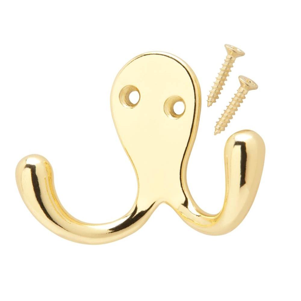 Everbilt Bright Brass Double Robe Hook15081 The Home Depot