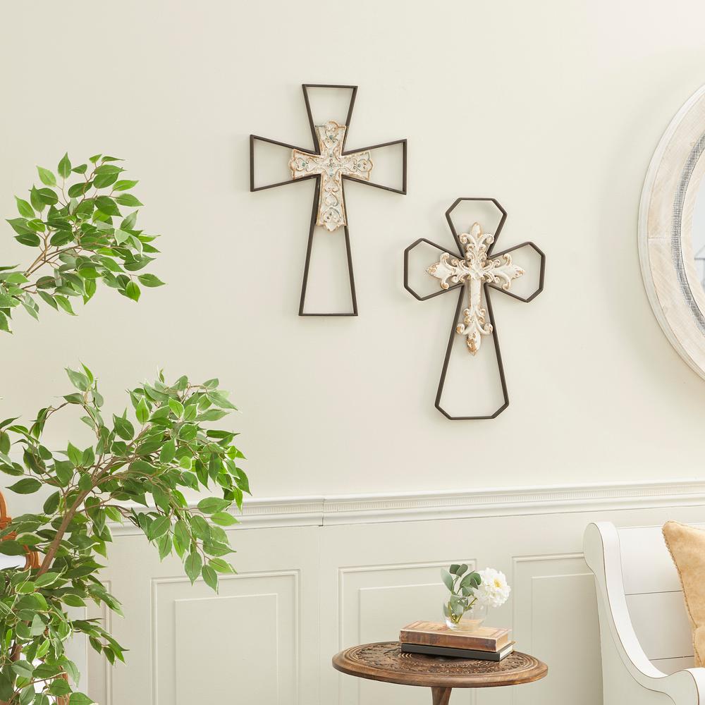 Litton Lane 14 In X 19 Black Metal And Antique White Wood Cross Wall Décor Set Of 2 63415 The Home Depot - Wood Crosses Wall Decor Litton Lane 14 In X 19 Black Metal And Antique White Wood Cross Wall Décor Set Of 2 63415 The Home Depot - Wood Crosses Wall Decor