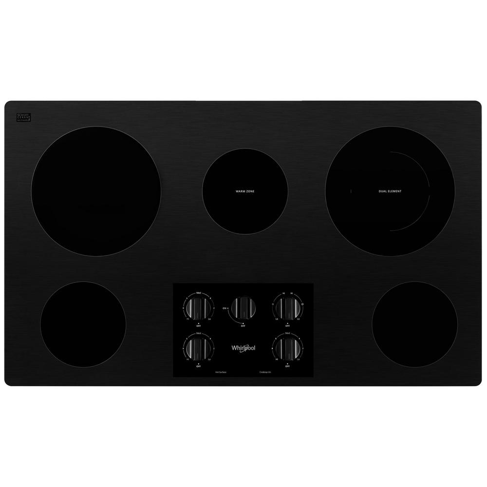 Whirlpool 36 in. Radiant Electric Ceramic Glass Cooktop in Black with 5 Elements including a Dual Radiant Element was $749.0 now $498.0 (34.0% off)