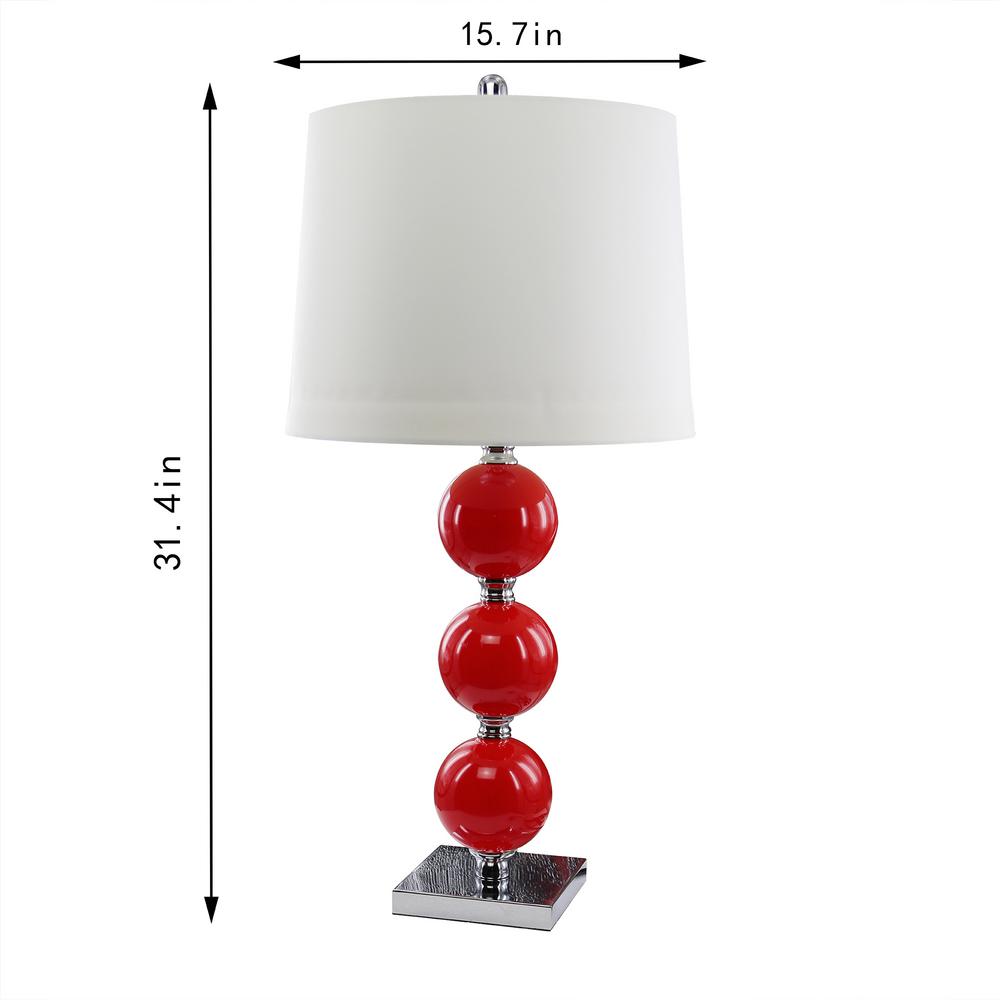 Maypex 32 In Red Gl Table Set With White Fabric Lamp Shade Of 2 300188 The Home Depot White Fabric Lamp Shade