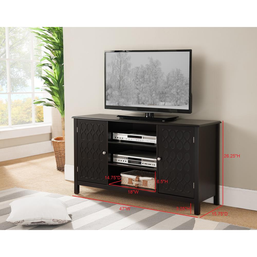 Kings Brand Furniture Black Tv Stand With 2 Cabinets And Shelves