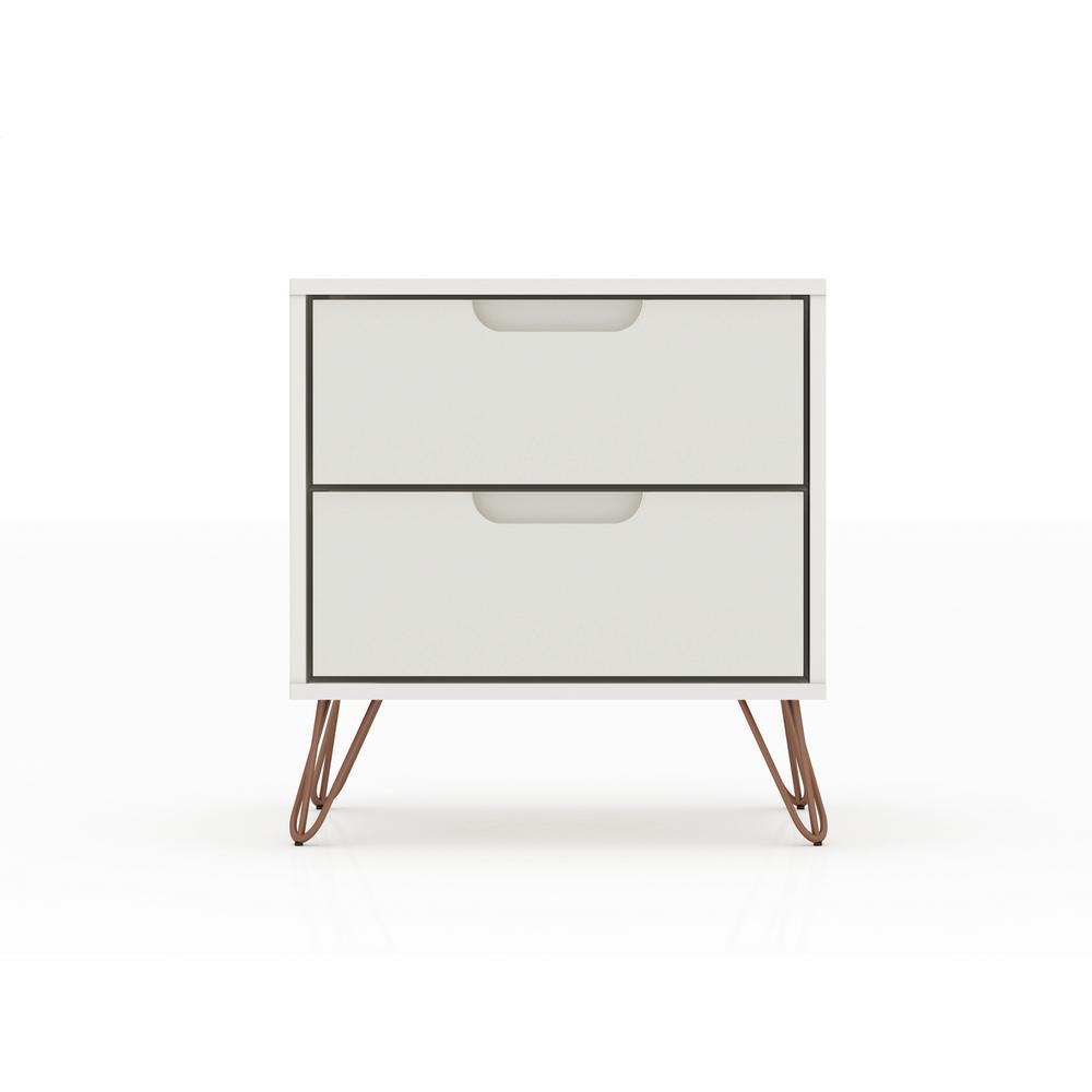 Luxor Intrepid 2 0 Off White Mid Century Modern 2 Drawer Nightstand 102hd4 The Home Depot