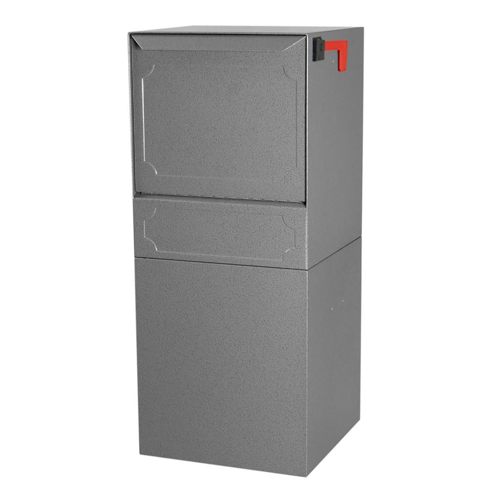 dVault Parcel Protector Vault Gray Post/Column Mount Locking Mailbox