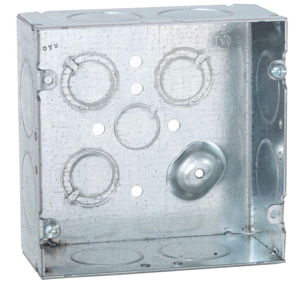 4/" Square Welded Electrical Box 2-1//8 Deep TS Bracket Concentric KO/'s ~Raco 235