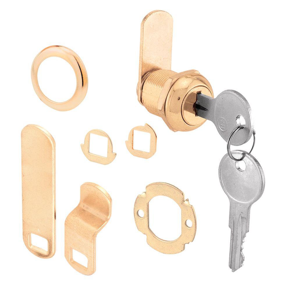 PrimeLine 5/8 in. Brass Drawer and Keyed Cam LockU 9942 The