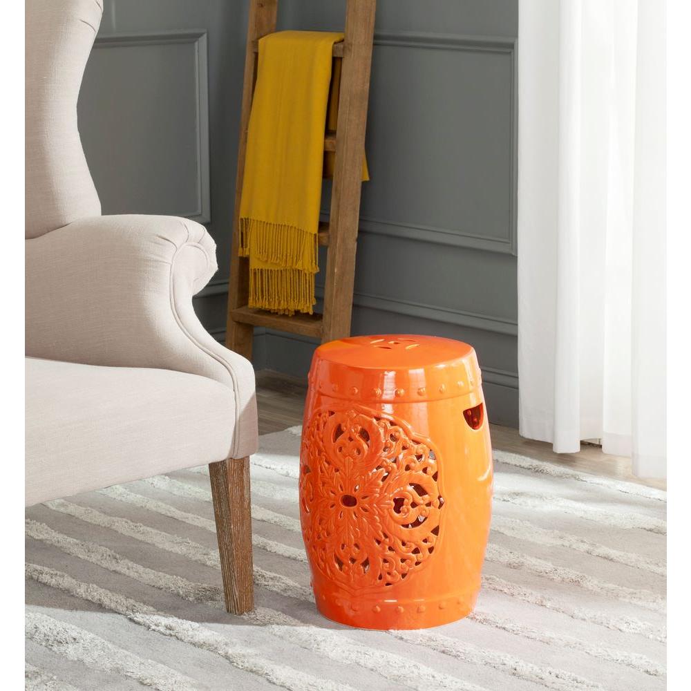 Safavieh Flora Orange Garden Patio Stool Acs4527d The Home Depot Safavieh Flora Orange Garden Patio Stool