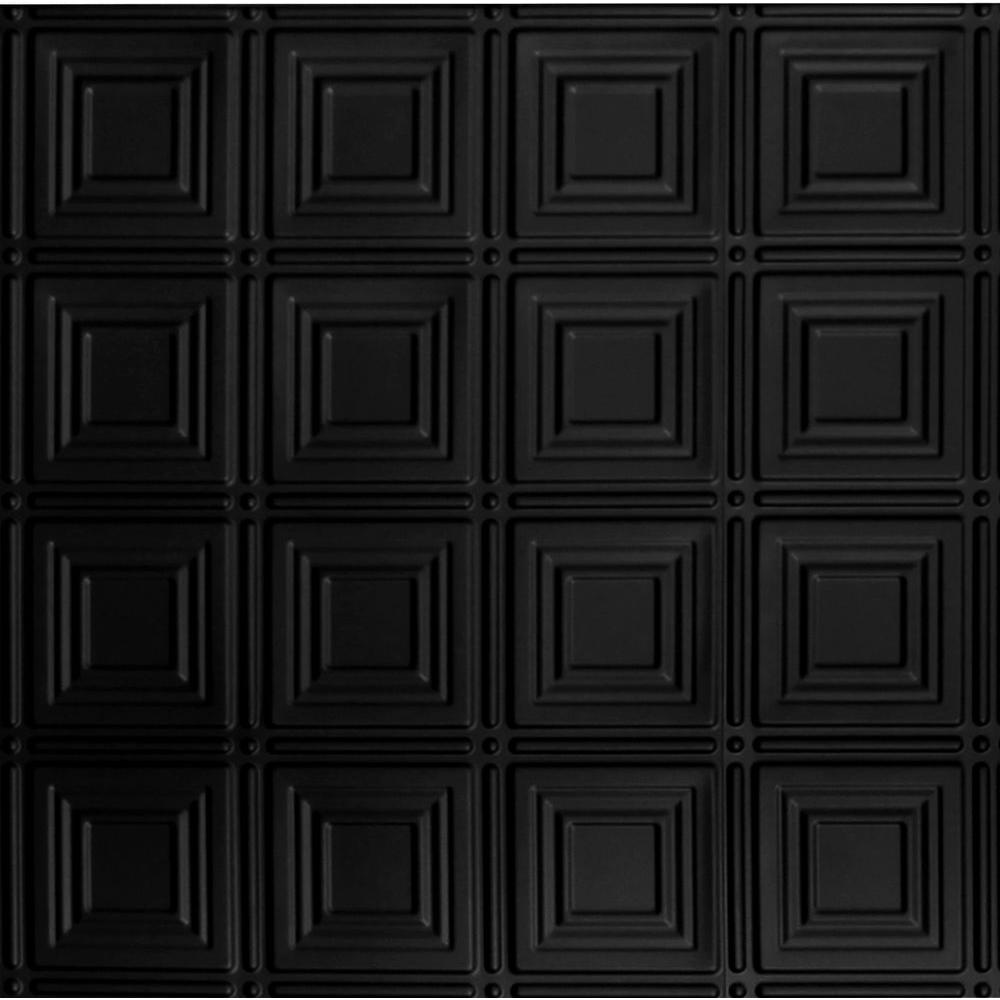 Dimensions 2 Ft X 2 Ft Matte Black Lay In Tin Ceiling Tile For T Grid Systems