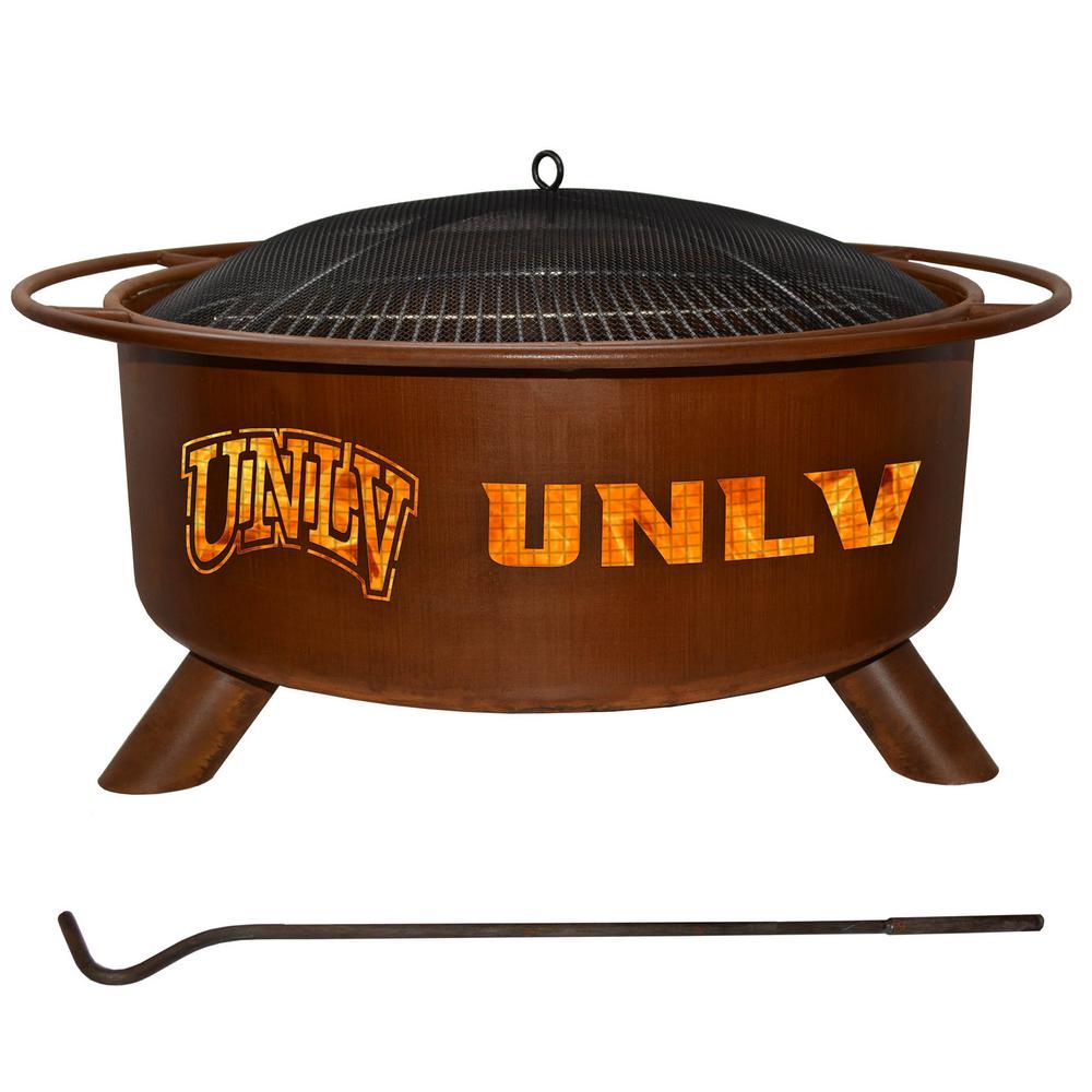 Unbranded Oklahoma 29 in. x 18 in. Round Steel Wood Burning Fire Pit in