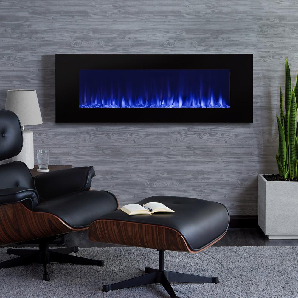 Turn up the fire into stylish and sophisticated art to any room in your home with Real Flame DiNatale Wall-Mount Electric Fireplace in Black.