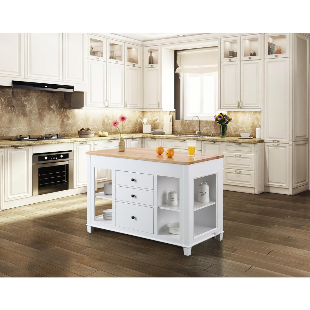 Design Element Medley White Kitchen Island With Slide Out Table Kd